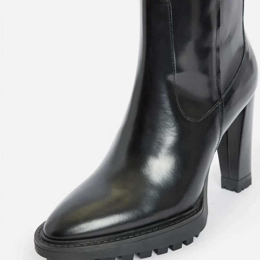 AllSaints Harlem Knee High Leather Boots - Picture 4 of 7